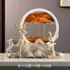 Adorno de Reloj de Arena Fluido con Ciervo Lujo Ligero Decoración para Hogar Sala de Estar Gabinete de Vino Gabinete de TV Escritorio de Oficina