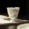 Taza de Té de Cerámica con Base Alta y Boca de Flor, Pintada a Mano con Sombra de Carpa Azul, Blanco Nieve Mate, Dinastías Tang y Song, Juego de Té Kung Fu, Taza de Té para el Hogar