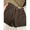Shorts de mezclilla color verde militar para mujer, nuevo estilo verano 2026, de cintura alta, corte holgado, estilizan, de largo de cuarto, tipo cargo, hot pants de pierna ancha