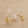 Aretes de Tornillo para Mujer Diseño Exquisito Mori Pequeños y Frescos Oro Aretes en Forma de U Simples Coreanos Joyería de Oreja de Alta Gama