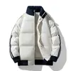 Abrigo acolchado de algodón con contraste de tres barras transfronterizo para hombre y mujer, nuevo para invierno, grueso, cálido, con cuello alto, cortavientos, abrigo de algodón plumón