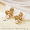 Pendientes de Acero Inoxidable de Alta Gama Tohm Transfronterizos Nuevo Estilo Simples y Versátiles Pendientes Dorados de Moda Que No Se Desvanecen y No Son Alérgicos