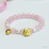 Pulsera de Cristal Rosa Natural Jueyu Ágata Rosa Flor de Durazno Pulsera de Cristal de Círculo Único Regalo para Mujer S4040402
