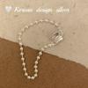 Pulsera de Plata de Ley S925 Estilo Ins Coreano Cuadrada Marca Cadena de Perlas Inglesas Elegante Simple Diseño de Nicho Joyería de Mano para Mujeres