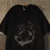 Camiseta retro de manga curta em seda de leite para homens e mulheres, design de gato fofo, top de meia-manga soltinho de verão, estampa unissex
