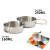 Outdoor 304 Stainless Steel Bowl Set portátil Mini Folding Bowl Mountaineering Backpacker Camping Small Steel Bowl Tableware 2 peças Set