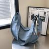 Bolso de mezclilla de gran capacidad para mujer, bolso bandolera estilo campus, estilo retro artístico, estilo dumplings, 2025