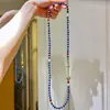 Collar de Cadena para Suéter con Diseño Retro de Lápiz Lázuli Natural de Alta Gama