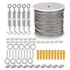 Kit de suspensión de cable de acero recubierto, kit de cable tensor de gancho de pasador para luces de cadena de exterior, kit de barandilla