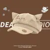 Gorra de Niñero Nueva Marrón Linda con Orejas de Gato para Mujer 2026, Primavera y Otoño, Circunferencia de Cabeza Grande, Versátil, Adelgazante de Rostro
