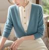Lazy Style Azul Falso Suéter de Duas Peças Feminino 2024 Novo Inverno Único Super Bonito Elegante Top de Malha