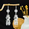 [Selección Premium] Pendientes Estilo Étnico de Minorías Vintage con Plata de Minorías Étnicas, Pendientes Largos Colgantes Florales Estilo Bohemio Único