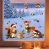 Estilo Acuarela Curativo Bosque Navideño Animalitos Pegatinas Electrostáticas para Ventana Sin Pegamento Sin Daño al Vidrio Sala de Estar Ventana Decoración Festiva