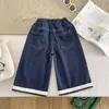 Novedades de Primavera Sudadera Holgada Casual Infantil para Niños y Niñas Top con Graffiti Bloque de Color Pantalones Largos de Mezclilla Conjunto de Dos Piezas Moderno