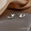 Pendientes de Mariposa de Cola Larga de Plata Pura S999 para Mujer, Pendientes de Lujo Ligero de Nicho de Gama Alta, Pendientes de Moda Bosque Estilo Coreano al por Mayor