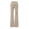 Conjunto feminino de camisola curta com renda, cardigã de manga longa, calça-saia de cintura alta com amarração e calça pantalona