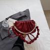 2025 Nueva Bolsa Novedosa de Perlas Plegada tipo Nube de Mano para Mujer con Buen Aspecto, Bolso de Hombro Simple para Axila, Bolso Cruzado Casual