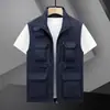 Chaleco de Trabajo Multibolsillos para Hombres y Mujeres, Chaleco Cultural Delgado de Talla Grande para Primavera y Otoño, Chaleco de Trabajo con Cuello Alto 2025 Moderno