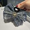 Design de nicho Lantejoulas Lavado Denim Bow Hairpin Doce Cool Estilo Clipe Shark Clip Moda All-match Acessórios para o cabelo Mulheres