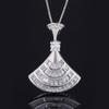 Juego de Joyería Huayoumei Collar Aretes Cadena Clavícula en Forma de Abanico Estilo Étnico Vestido de Cena Celebridad para Mujer