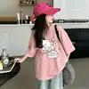 Ropa Infantil, Camisetas Lindas Estilo Coreano para Niñas, Camisetas Cómodas y Transpirables de Algodón Puro con Dibujos Animados Lindos de Manga Corta y Media Modernas para Niños