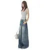Jeans Feminino Wide-Leg Lavado Desgastado Novo Estilo Verão 2026 Versátil para Estudantes Solto Afinando Calças de Comprimento Total