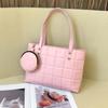 Bolsa Quadrada Pequena Portátil para Trabalho Moda Coreana Elegante Simples Duas Peças Acolchoada Malha Grande Bolsa de Ombro Feminina