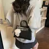 Bolsa Pequena Quadrada de Couro de Crocodilo de Alta Qualidade Transfronteiriça para Mulheres 2025 Nova Tendência Retro Moda Corrente Simples Bolsa Transversal