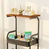 Mesa de Centro, Mesa de Centro Móvil de Doble Capa, Carrito Pequeño, Mesa Auxiliar, Almacenamiento para Sofá de Sala de Estar, Mesa de Té con Ruedas, Estante de Almacenamiento para Dormitorio