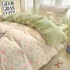 Ropa de Cama de Tres Piezas 100% Algodón para Dormitorio de Estudiantes Sábana de Algodón Puro Funda Nórdica Funda Nórdica Individual de Algodón Faldón de Cama Estilo Nuevo