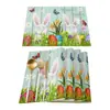 Mantel de Pascua transfronterizo lino patrón de huevo conejo impreso mantel de mesa fiesta atmósfera festiva vajilla decorativa