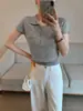 Camisa tipo polo básica de lino Tian Shuang con un diseño sencillo de cuello de solapa, transpirable y ligera, una prenda de manga corta imprescindible para primavera y verano