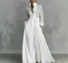 Vestido Largo de Manga Larga con Pliegues, Estilo Europeo y Americano Transfronterizo, Ceñido a la Cintura Adelgazante, Elegante y Vintage, Estilo Casual de Resort