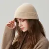 Gorro de Pescador Grueso de Punto Mezcla de Lana Estilo Japonés para Mujer Otoño Invierno Cálido Protección para Orejas Gorro de Cubo