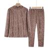 Roupa íntima térmica para mães de meia-idade e idosas, forro de lã feminino, roupas e calças de outono espessadas para avó, gola meia alta, terno de duas peças para mulheres