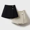 Calça Saia de Tweed Estilo Chanel para Mulheres Baixas, Cintura Alta, Emagrecedora, Versátil, Calça de Perna Larga Linha A para Outono e Inverno