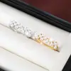Anillo de Banda de Perlas Doble Fila Retro Francés Borde Dorado con Perlas Diseño Exquisito Atmósfera Suave Joyería