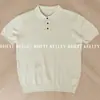 Camisa Polo de Punto Hueco de Seda de Hielo Color Verde Pino Manga Corta Estilo Old Money Cuello Camisero Camiseta Dropshipping Transfronterizo Fábrica al por Mayor