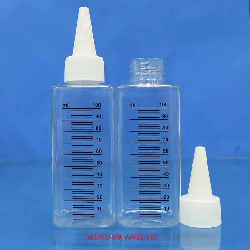 刻度PET100ML尖嘴盖方瓶6