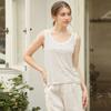 Bargain de liquidación Camiseta sin mangas de lino a rayas finas y bloques de color estilo francés Camiseta interior básica fina sin mangas Ropa para mujer