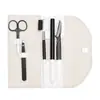 Bolsa de almacenamiento Set de 5 piezas para depilar cejas Cuchillo para depilar cejas Raspador de cejas Pinzas Pinzas de depilar Tijeras para cejas Lápiz de cejas Peine de doble propósito para cejas Herramienta para depilar cejas