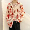 Camisa floral de manga larga para hombre y mujer, adecuada para primavera, otoño y verano, estilo coreano, moderna, genial, nicho, estilo de Hong Kong, chaqueta camisa vintage