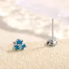 Brincos de Flor de Íris com Zircônia Azul em Prata Pura 999 para Mulheres, Brincos de Luxo Leve de Alta Qualidade, Frescos e Versáteis, Acessórios de Orelha Elegantes