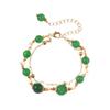 Pulsera Tejida a Mano de Calcedonia Verde Natural Estilo Chino Nuevo Chapado en Oro Real Diseño Nicho Estilo Cool Joyería de Mano para Mujer