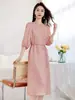 Vestido de Seda de Morera de Peso Pesado para Mujer, Nuevo Estilo Verano 2026, Cuello Redondo, Elegante y Moderno Vestido de Seda de Morera de Longitud Media