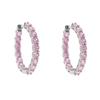 Pendientes de plata y oro rosa de 30 mm con incrustaciones de circonita rosa, joyería de comercio exterior transfronterizo.