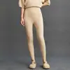 Novos Leggings de Cashmere Femininos Outono e Inverno com Listras Verticais, Cintura Alta, Ajuste ao Corpo, Quentes para Usar por Baixo e Leggings de Tricô para Usar por Cima