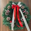 Guirlanda de Natal com pinhas de PVC, bagas vermelhas e laço, Decoração de Natal, Enfeite de Feriado, Decoração de Parede, Decoração Suspensa