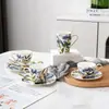 Taza de Cerámica con Flor Esmaltada Estilo Retro para Té de la Tarde Juego de Tazas de Cerámica Souvenir de Alta Gama Regalo de Inauguración