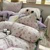 Lindo Juego de Cama de Gasa Esponjosa Cuatro Piezas Borde de Concha Clase A Funda Nórdica Juego de Tres Piezas para Dormitorio Nantong 4